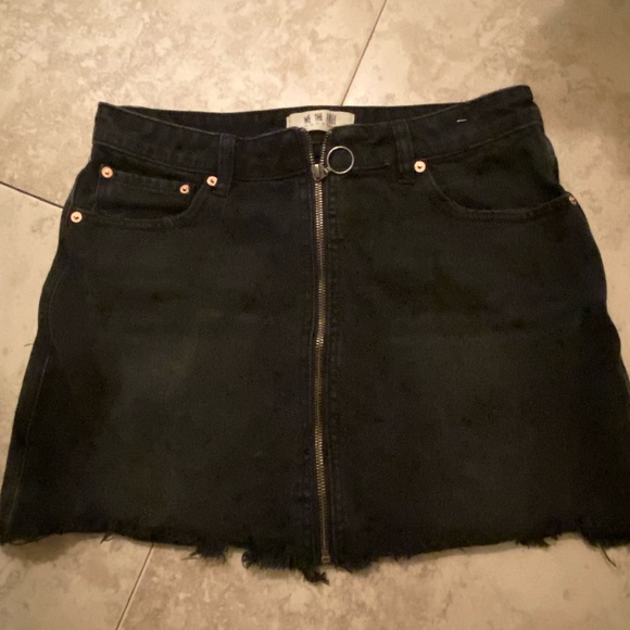 Free People Black Denim Mini Skirt - Picture 3 of 6